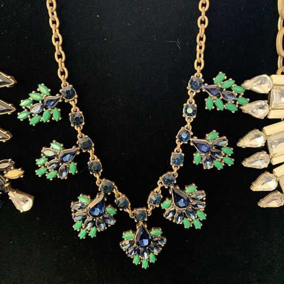 J.CREW LOT of 5 STATEMENT NECKLACES All Wearable Gold Tone Rhinestone Bling - Picture 3 of 8